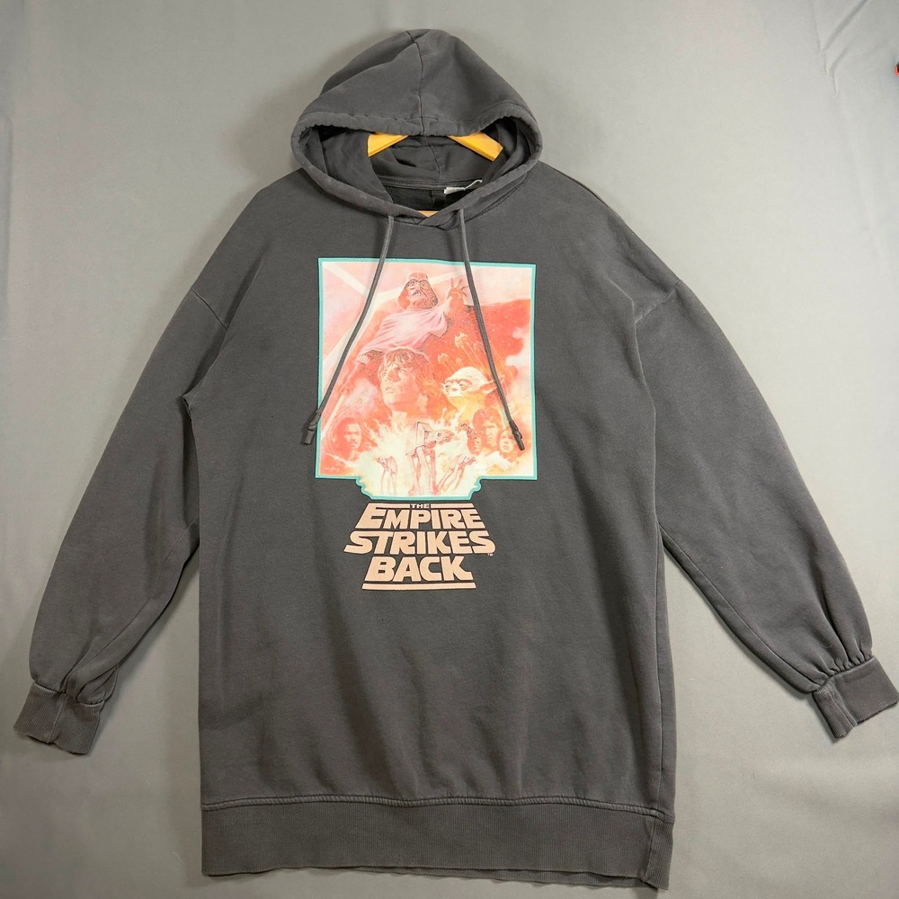 H&M Star Wars Empire Strikes Back Graphic Hoodie Charcoal Gray Mens Small